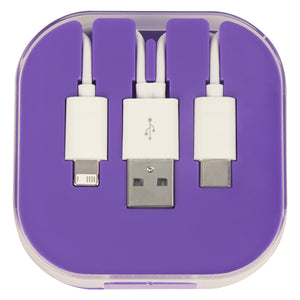 3-In-1 Charge Cable With Phone Stand - Purple