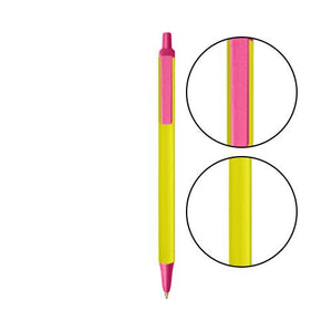 Yellow BIC® Clic Stic® Pen - Yellow With Pink