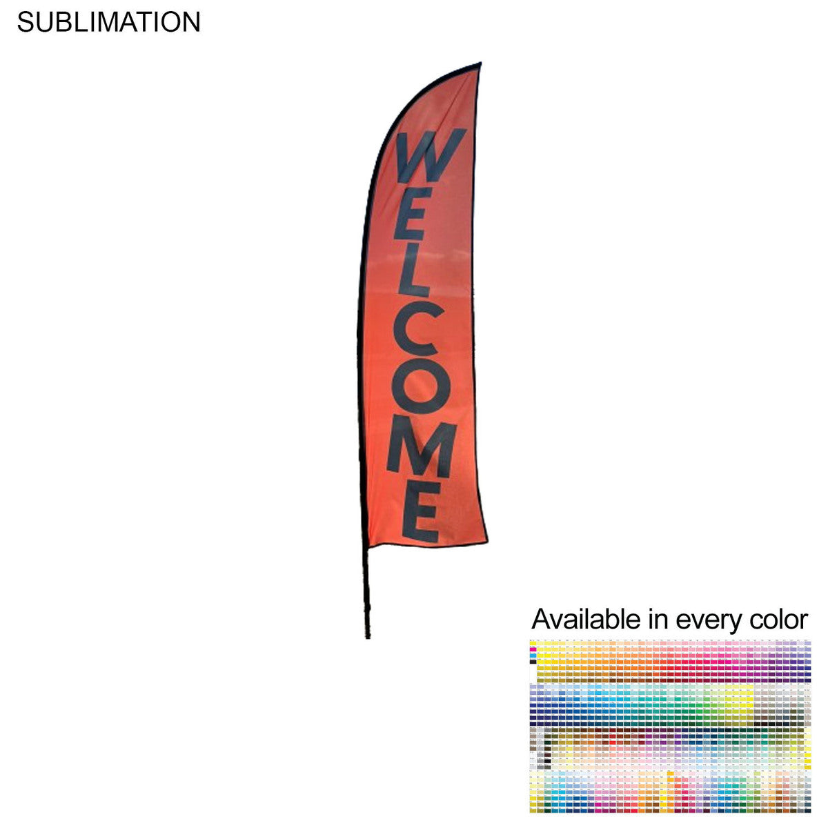 10' Small Feather Flag Kit, Full Color Graphics, Outdoor Spike base and Bag Included.