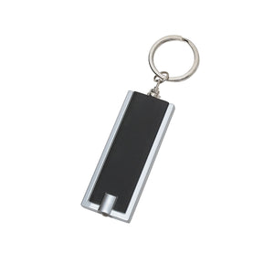 Rectangular LED Key Chain - Black With Silver