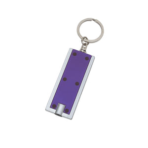 Rectangular LED Key Chain - Purple With Silver