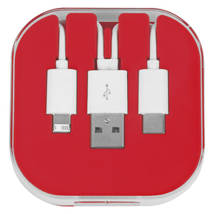 3-In-1 Charge Cable With Phone Stand - Red