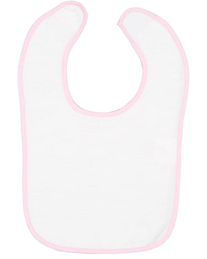 Infant Contrast Trim Terry Bib - White/Pink