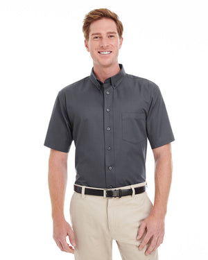 Harriton Men's Foundation Cotton Short-Sleeve Twill Shirt with Teflon™