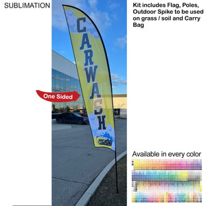 13' Medium Feather Flag Kit, Full Color Graphics, Outdoor Spike base and Bag Included