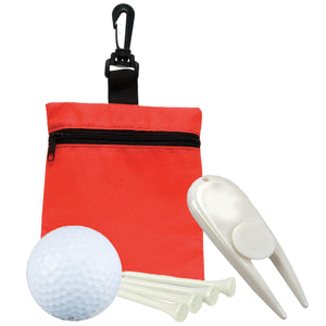 Golf in a Bag Gift Set - KL_0662 - Red Bag with White Divot Tool