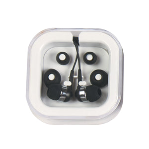 Earbuds In Case - White With Black