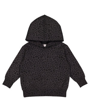 Toddler Pullover Fleece Hoodie - Black Leopard