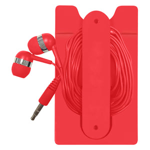 Phone Wallet With Earbuds - Red