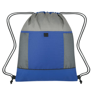 Honeycomb Ripstop Drawstring Bag - Royal Blue With Gray