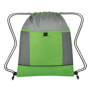 Honeycomb Ripstop Drawstring Bag - Lime With Gray