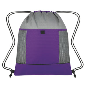 Honeycomb Ripstop Drawstring Bag - Purple With Gray