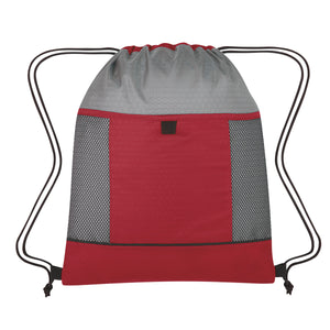 Honeycomb Ripstop Drawstring Bag - Red With Gray