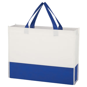 Non-Woven Prism Tote Bag - White With Royal Blue