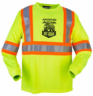 High Visibility Wicking Long Sleeve T-shirt - Safety Green With Orange