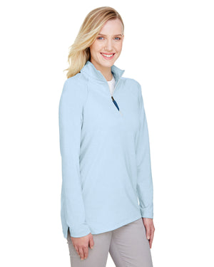 Devon & Jones CrownLux Performance® Ladies' Clubhouse Micro-Stripe Quarter-Zip