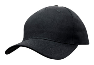 5 Panel Cotton Twill Cap - Black