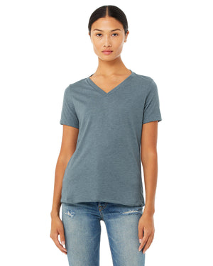 Ladies' Relaxed Heather CVC Jersey V-Neck T-Shirt - Heather Slate