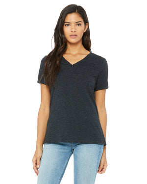 Ladies' Relaxed Triblend V-Neck T-Shirt - Chrc Blk Triblnd