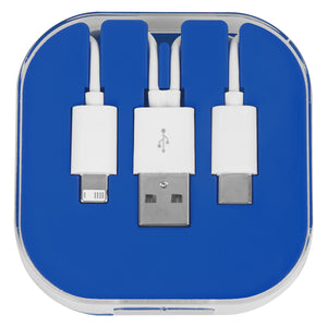 3-In-1 Charge Cable With Phone Stand - Blue