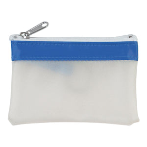 Zippered Coin Pouch - Frost With White & Royal