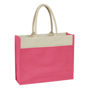 Jute Tote Bag - Poppy With Natural