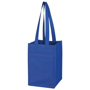 Non-Woven 4 Bottle Wine Tote - Royal Blue