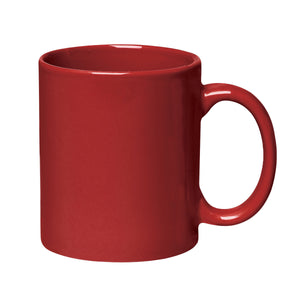 11 Oz. Colored Stoneware Mug - Solid/Two-Tone - Red