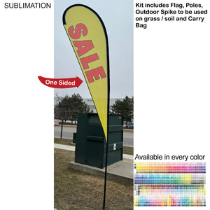 13.5' Large Tear Drop Flag Kit, Full Color Graphics, Outdoor Spike base and Bag Included