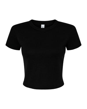 Ladies' Micro Ribbed Baby T-Shirt - Solid Blk Blend