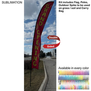 19' X-Large Feather Flag Kit, Full Color Graphics, Outdoor Spike base and Bag Included