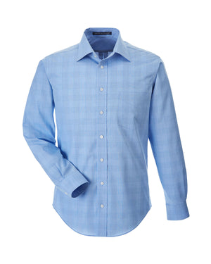 Men's Crown Collection® Glen Plaid Woven Shirt - Wht/Lt Fr Blue