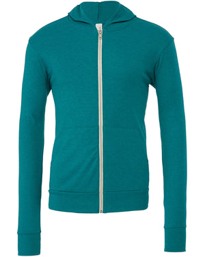 Unisex Triblend Full-Zip Lightweight Hoodie - Teal Triblend