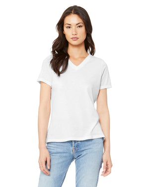 Bella + Canvas Ladies' Relaxed Triblend V-Neck T-Shirt - Solid Wht Trblnd