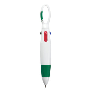 Quatro Carabiner Pen - White With Green