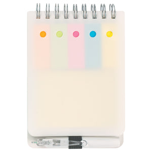 Spiral Jotter With Sticky Notes, Flags & Pen - Frost With White