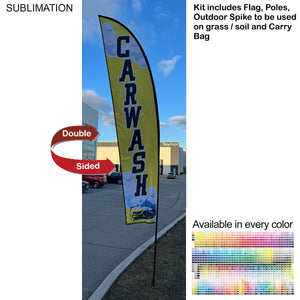 13' Medium Feather Flag Kit, Full Color Graphics, Outdoor Spike base and Bag Included