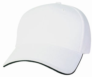 Mediumweight Sandwich Trim Cap - Custom Embroidered - White With Black