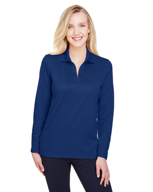 CrownLux Performance® Ladies' Plaited Long Sleeve Polo - True Royal