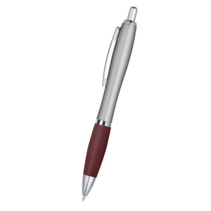 Satin Pen - Silver With Burgandy