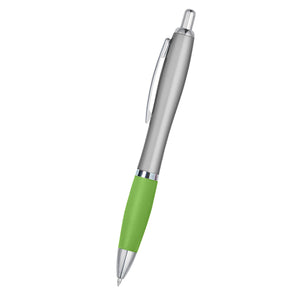 Satin Pen - Silver With Lime