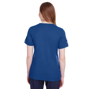 Devon & Jones Ladies' CrownLux Performance™ Plaited Rolled-Sleeve Top