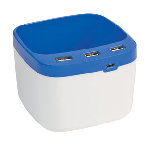 USB Desk Caddy - White With Blue