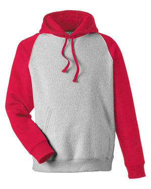 Unisex Zone HydroSport™ Heavyweight Colorblock Hooded Sweatshirt - Ath Hthr/Sp Red