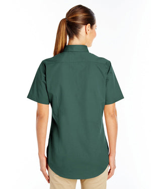 Harriton Ladies' Foundation Cotton Short-Sleeve Twill Shirt with Teflon™