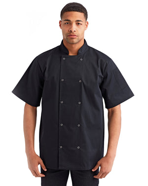 Artisan Collection by Reprime Unisex Studded Front Short-Sleeve Chef's Jacket - Black