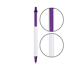 White BIC® Clic Stic® Pen - White With Purple