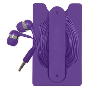 Phone Wallet With Earbuds - Purple