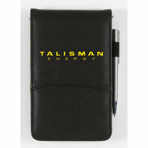 Faux Leather Notebook with Calculator and Pen - Black