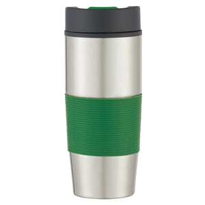 18 Oz. Stainless Steel Gripper Bottle - Silver With Green